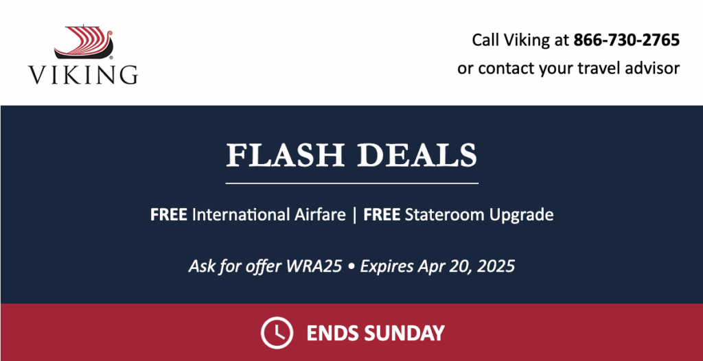 Viking free upgraded cabin free airfare